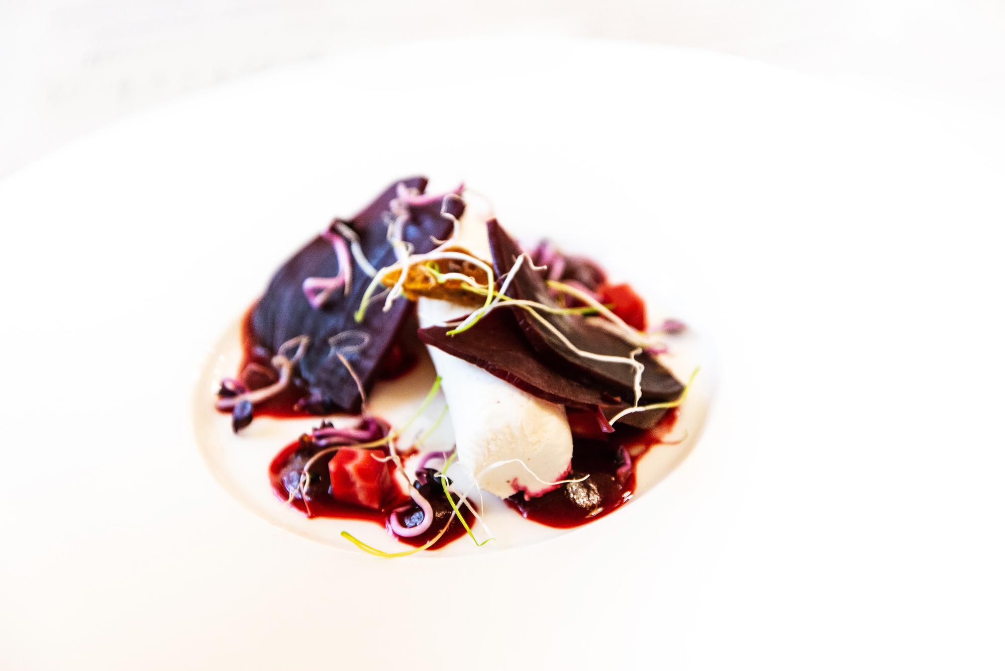 Large editorial shot of finished plated dish