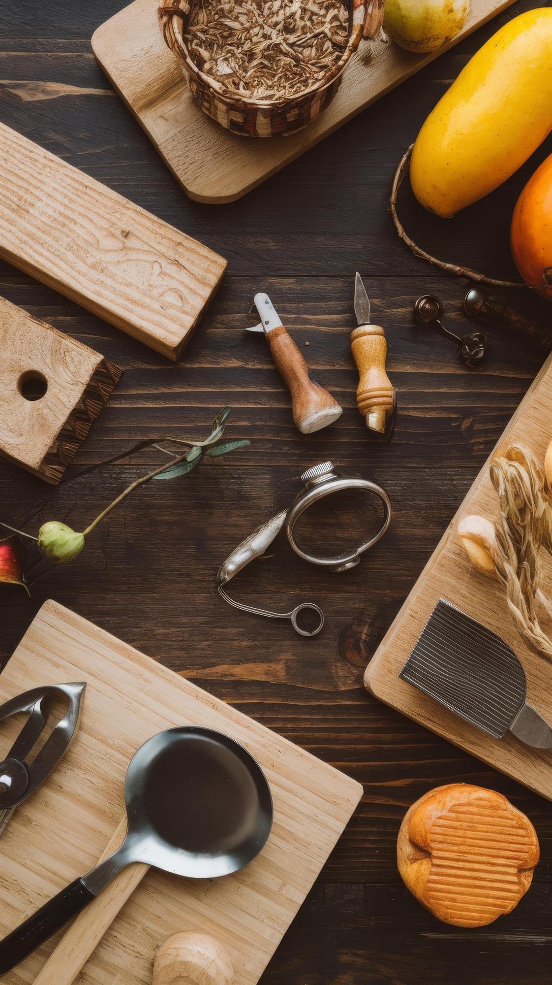 Workshop overview with tools and ingredients